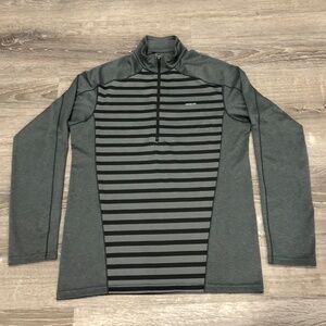 Patagonia Capilene 3 Midweight Gray Striped Performance Quarter Zip Men’s Medium